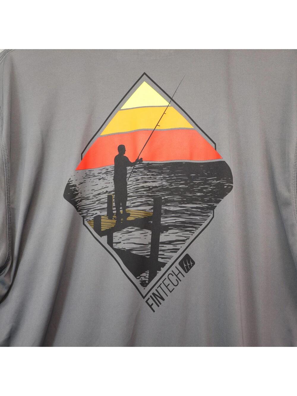 Fintech Mens XL Fishing Shirt Gray Short Sleeve Activewear